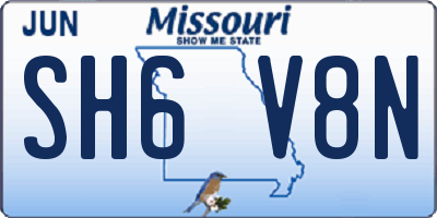 MO license plate SH6V8N
