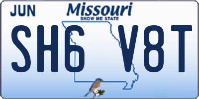MO license plate SH6V8T