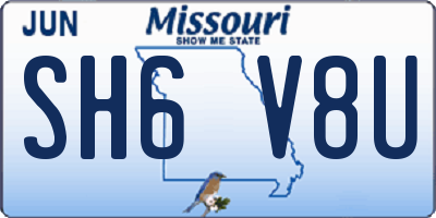 MO license plate SH6V8U