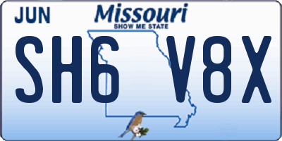 MO license plate SH6V8X