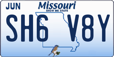 MO license plate SH6V8Y