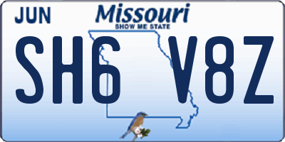 MO license plate SH6V8Z