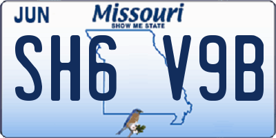 MO license plate SH6V9B