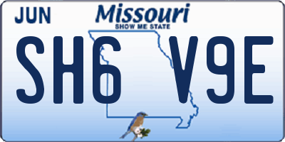 MO license plate SH6V9E