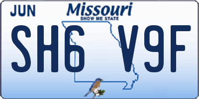 MO license plate SH6V9F