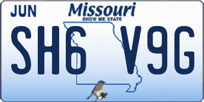 MO license plate SH6V9G