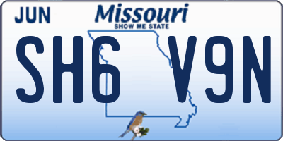 MO license plate SH6V9N