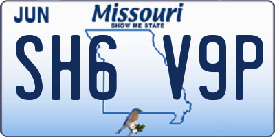 MO license plate SH6V9P