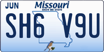 MO license plate SH6V9U