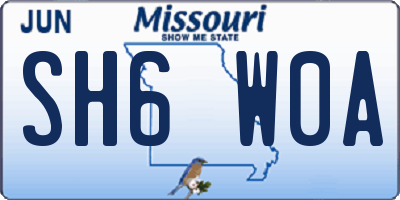 MO license plate SH6W0A