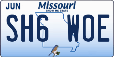 MO license plate SH6W0E