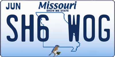 MO license plate SH6W0G