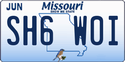 MO license plate SH6W0I