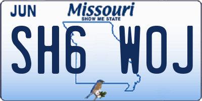 MO license plate SH6W0J