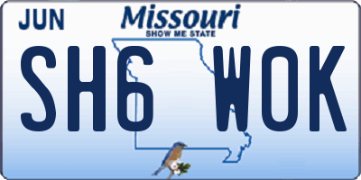 MO license plate SH6W0K