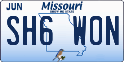 MO license plate SH6W0N