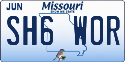 MO license plate SH6W0R