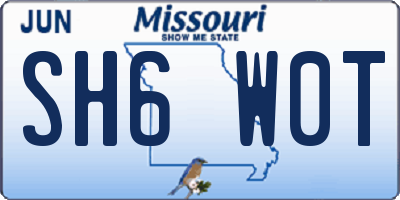 MO license plate SH6W0T