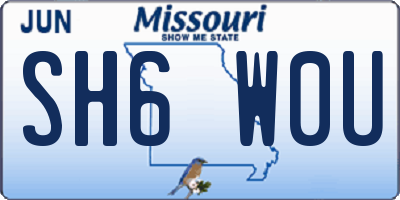MO license plate SH6W0U
