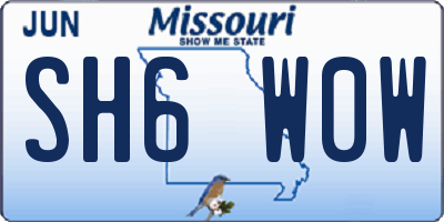 MO license plate SH6W0W