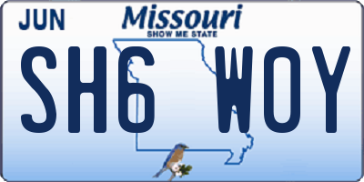 MO license plate SH6W0Y
