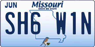 MO license plate SH6W1N