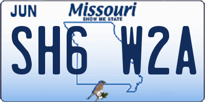 MO license plate SH6W2A