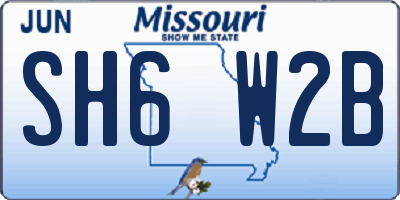 MO license plate SH6W2B