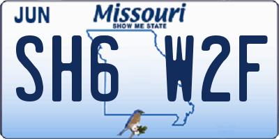 MO license plate SH6W2F