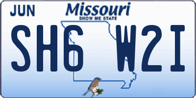 MO license plate SH6W2I