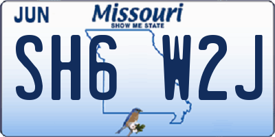 MO license plate SH6W2J