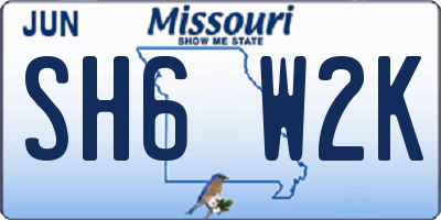 MO license plate SH6W2K