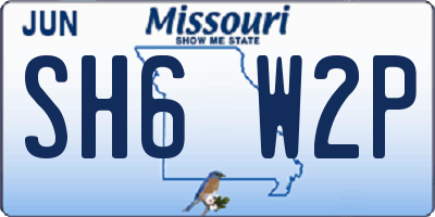 MO license plate SH6W2P