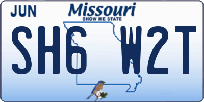 MO license plate SH6W2T