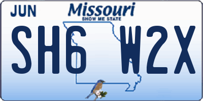 MO license plate SH6W2X