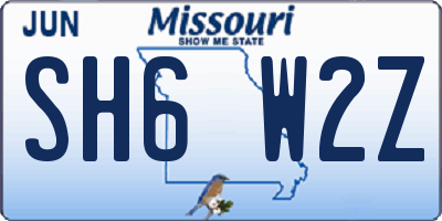 MO license plate SH6W2Z