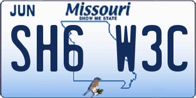 MO license plate SH6W3C