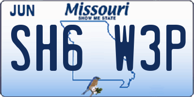 MO license plate SH6W3P