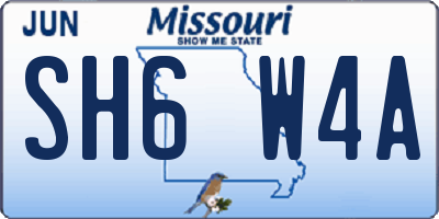 MO license plate SH6W4A
