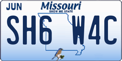 MO license plate SH6W4C