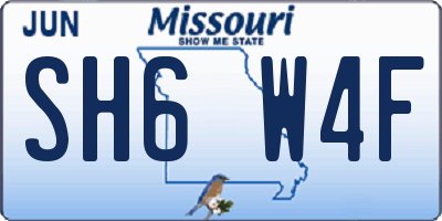MO license plate SH6W4F