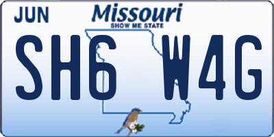 MO license plate SH6W4G