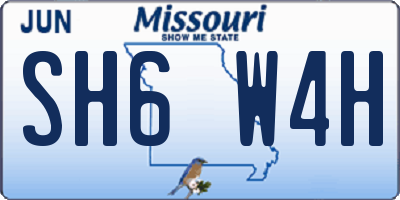 MO license plate SH6W4H