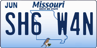 MO license plate SH6W4N