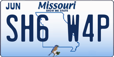 MO license plate SH6W4P