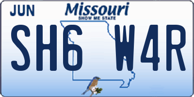 MO license plate SH6W4R