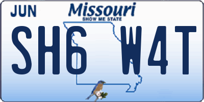 MO license plate SH6W4T