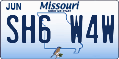 MO license plate SH6W4W