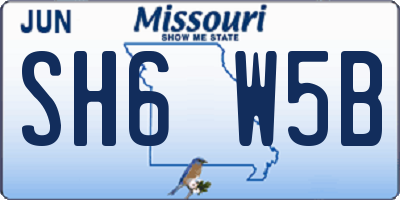 MO license plate SH6W5B