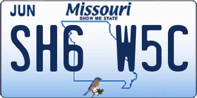 MO license plate SH6W5C